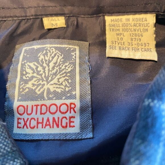 Vintage Flannel Shirt Outdoor Exchange Blue Cream Plaid Size Medium Tall Size MT - Picture 6 of 9